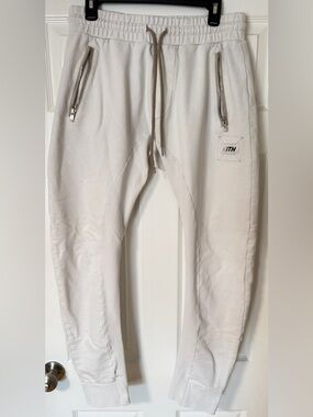 Kith Men's Crystal Wash Bleecker Sweatpant Pepper Oatmeal Beige Small USED